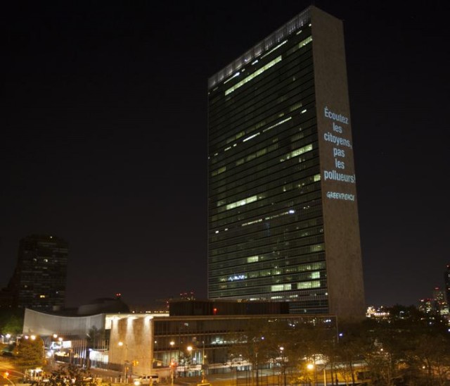 UN Climate Summit Projection in New York