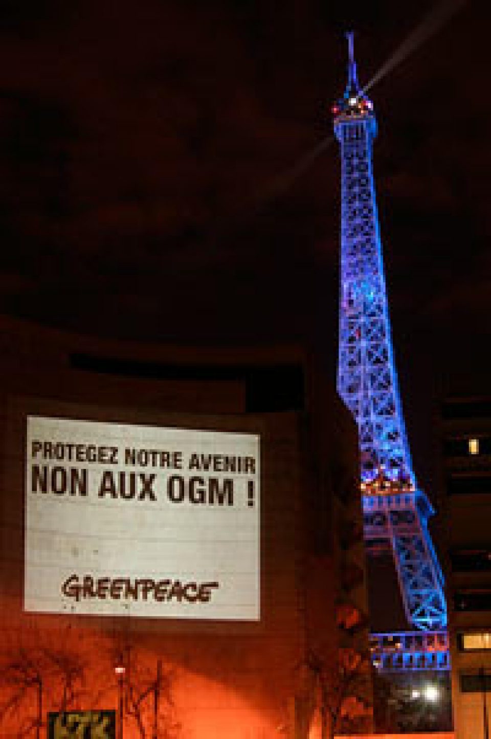 France — Paris, le 26 novembre 2008. Cette nuit, Greenpeace a projeté devant 