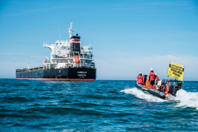 Painting Action on a Soy Cargo Ship in France