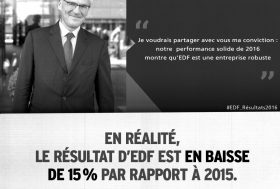 Comptes d’EDF : les militant-e-s de Greenpeace rappellent le PDG Jean-Bernard Lévy à la réalité