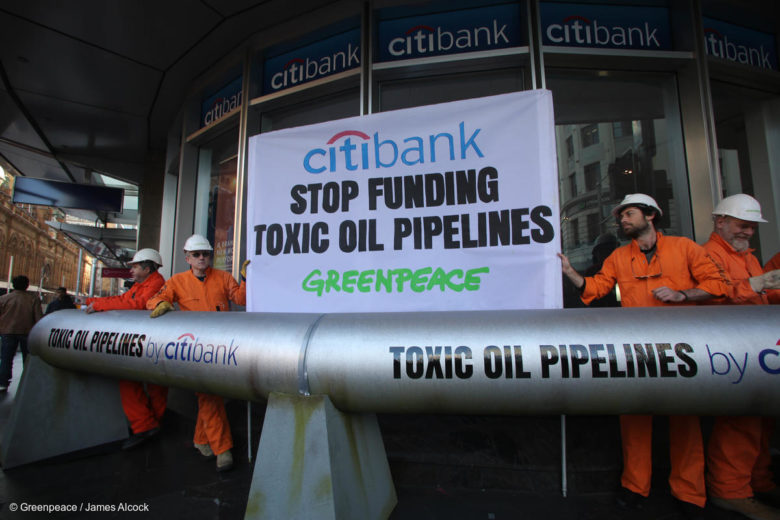 Activists Install Pipeline at Citibank in Sydney