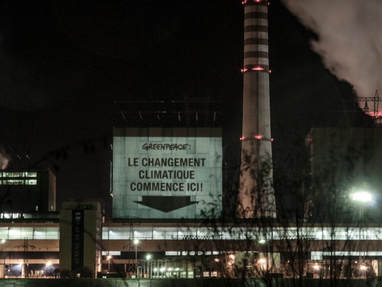 COP19 Projection on C© Dawid Sypniewski / Greenpeaceal Power Station Kozienice. © Dawid Sypniewski