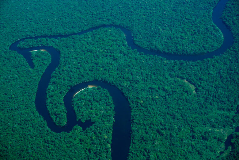 Aerial View over Amazon RainForest.