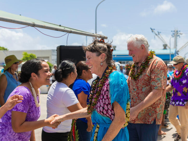 Bunny McDiarmid at Welcome Ceremony in Majuro.