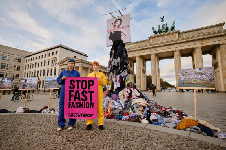 Protest against Fast Fashion at Brandenburg Gate, Berlin.