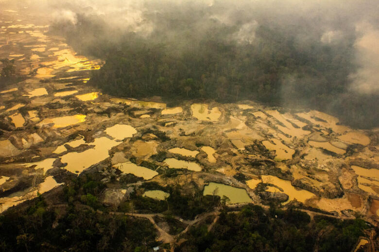 Illegal Mining in the Sararé Indigenous Land in the Amazon.