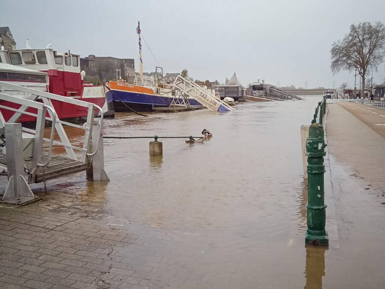 La ville d’Angers sous l’eau suite au passage de la tempête Nils en février 2026.
