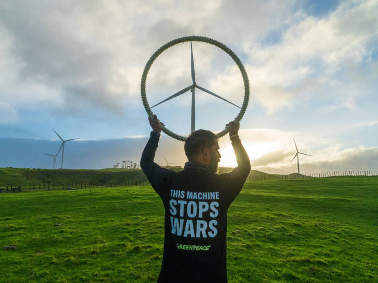 Wind Turbine Peace Sign in New Zealand.