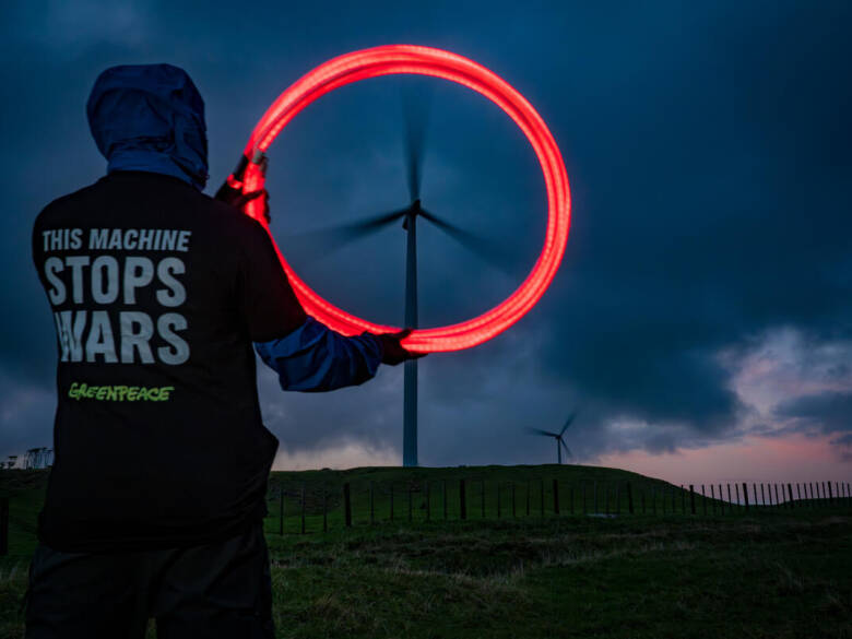 Wind Turbine Peace Sign in New Zealand.